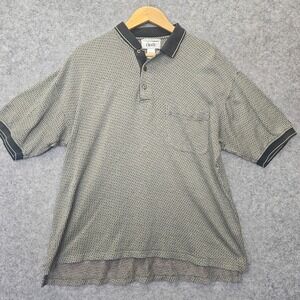 Vintage 80s Golf Polo Shirt Men Medium IZOD Gray Geo Contrast Trim Preppy Loose‎